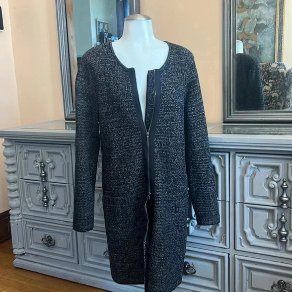 Talbots Tweed Knit Front Double Zip Sweater Dress Size M Office Long Sleeve - Picture 5 of 10